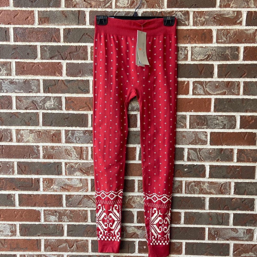 Sweaty Betty Base Layer Red and White Patterned Leggings